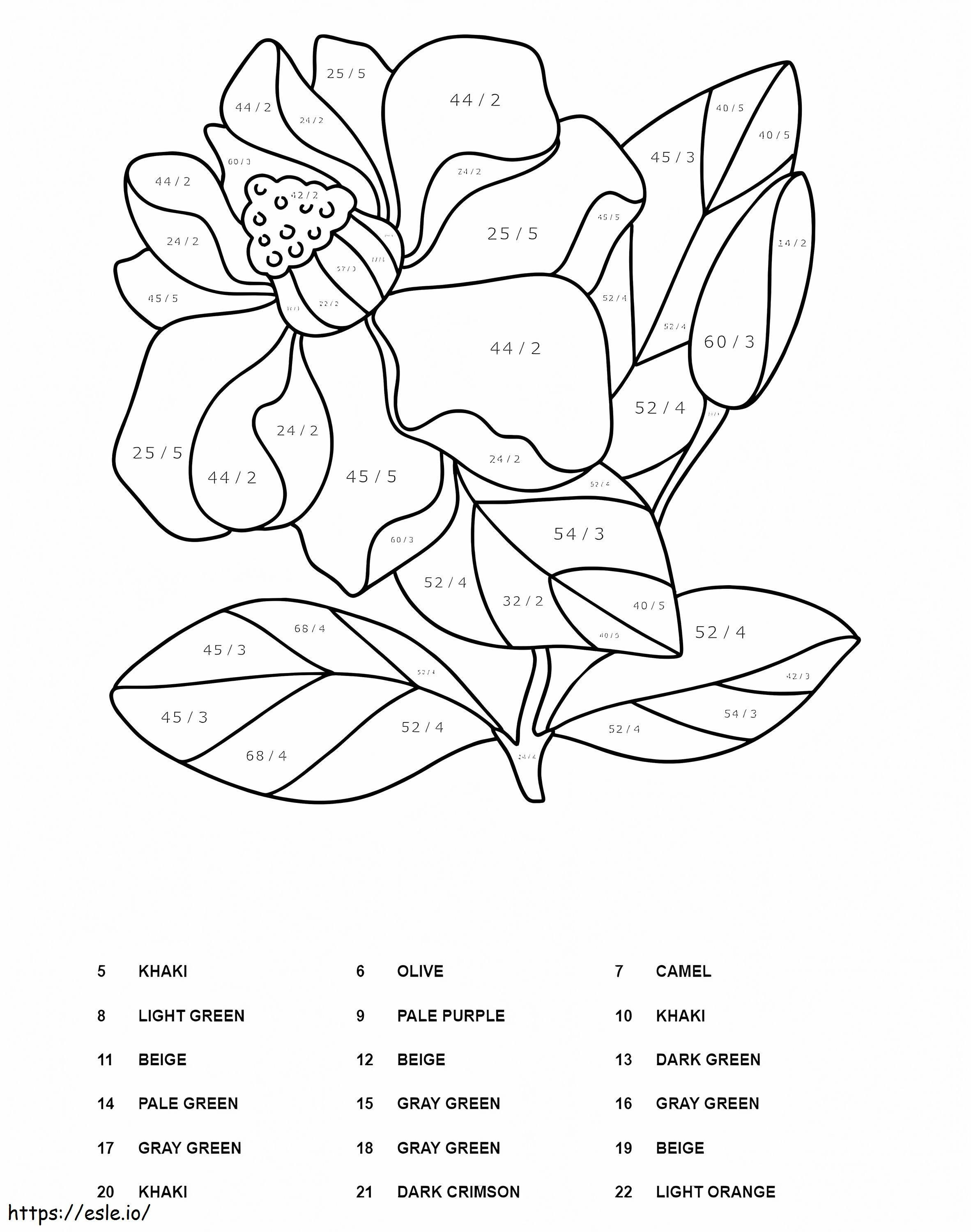 Flowers Division Color By Number coloring page