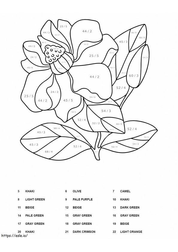 Coloriage Division des fleurs couleur par numéro à imprimer dessin