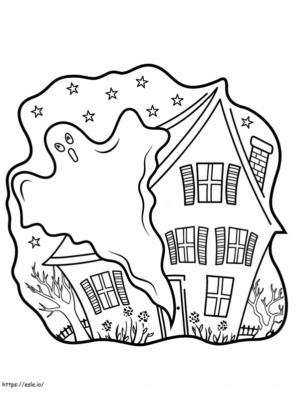 Haunted Houses With Ghost coloring page