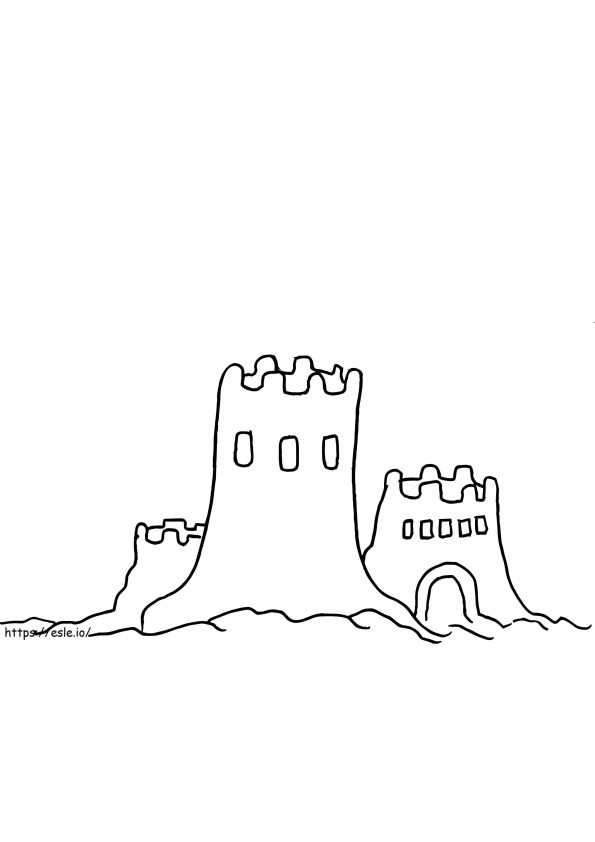 Castelo de areia muito fácil para colorir
