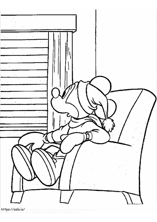 Mickey Mouse op stoel kleurplaat