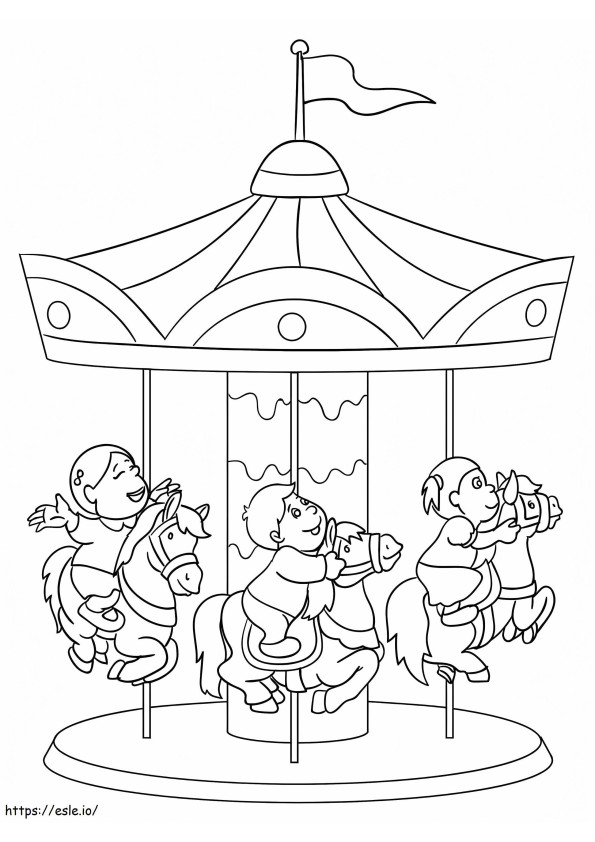 Children On Carousel coloring page