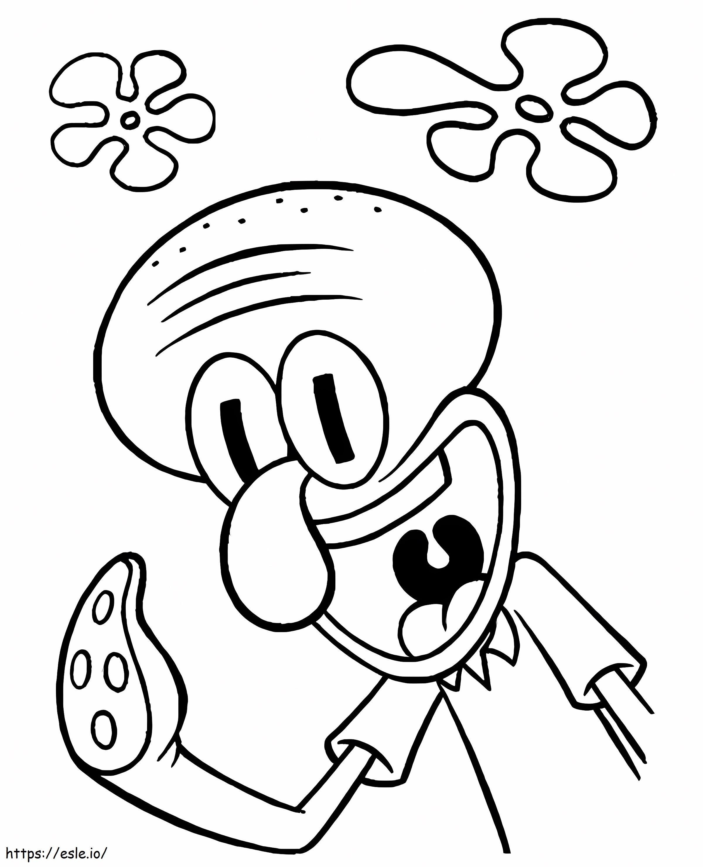 Squidward Waving Hand coloring page
