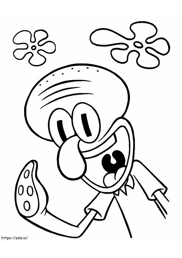 Squidward Waving Hand coloring page