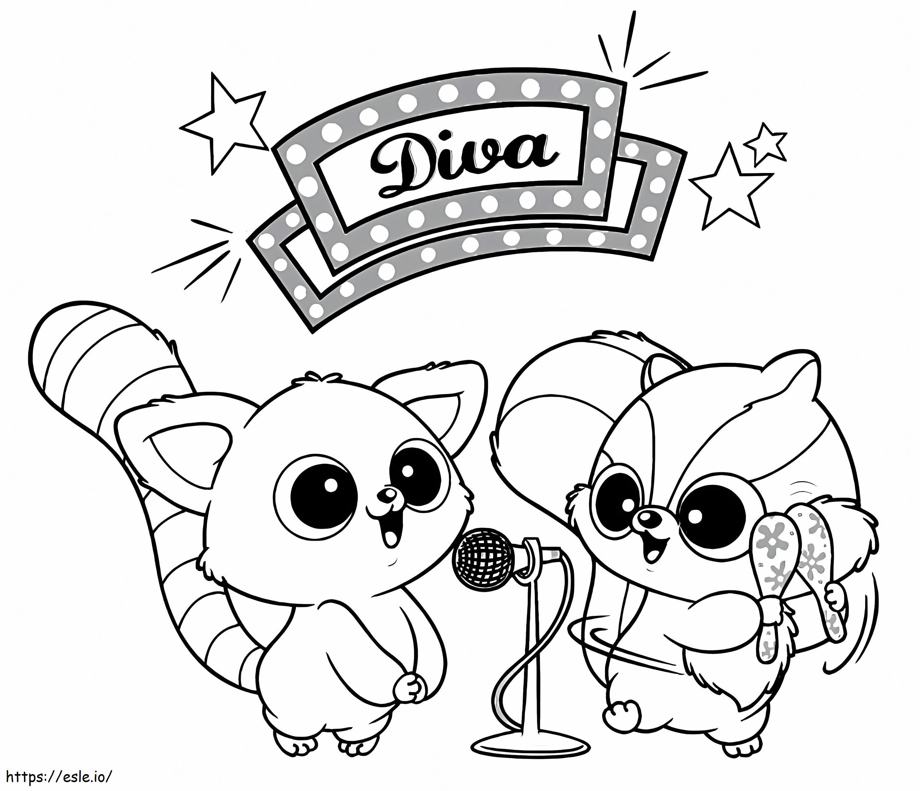 Chewoo And Pammee Singing coloring page