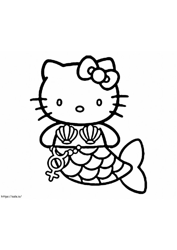 Tulosta Hello Kitty Mermaid värityskuva