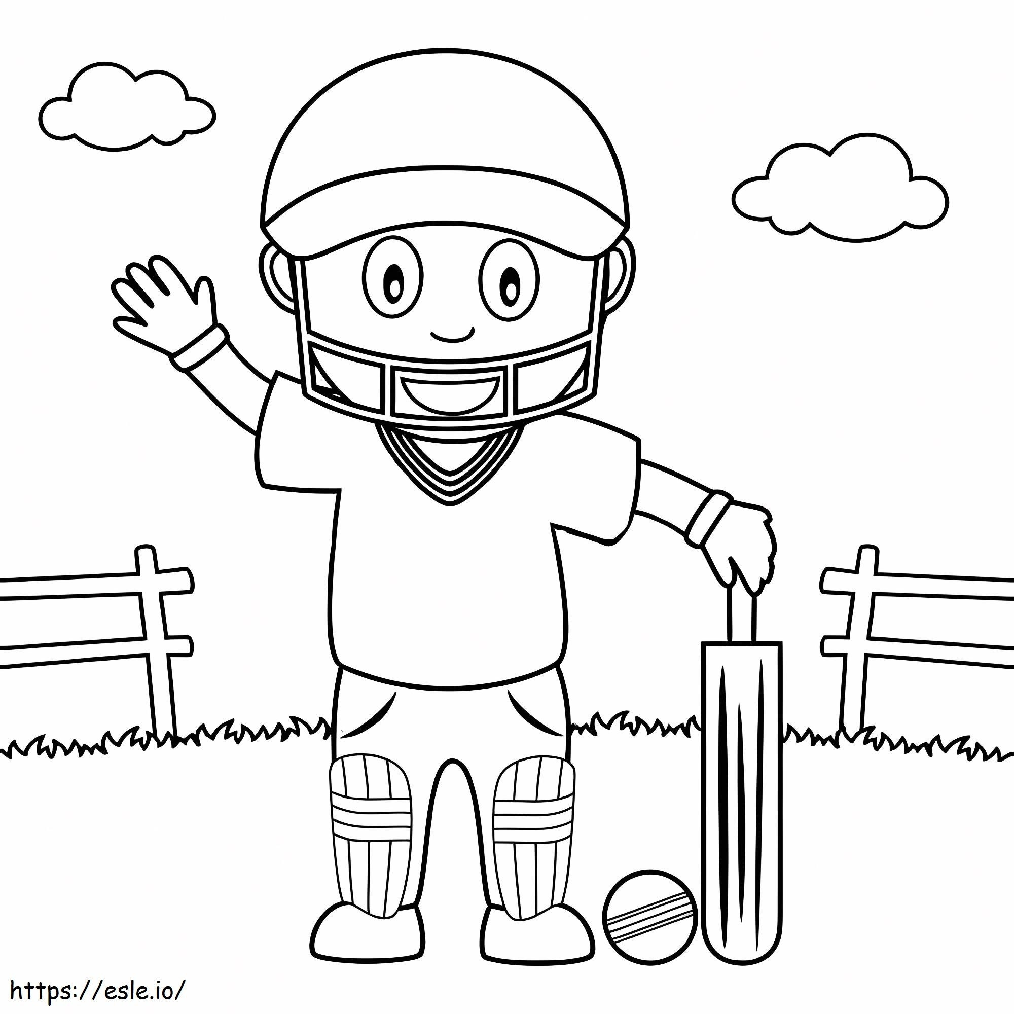 Menino jogando críquete para colorir