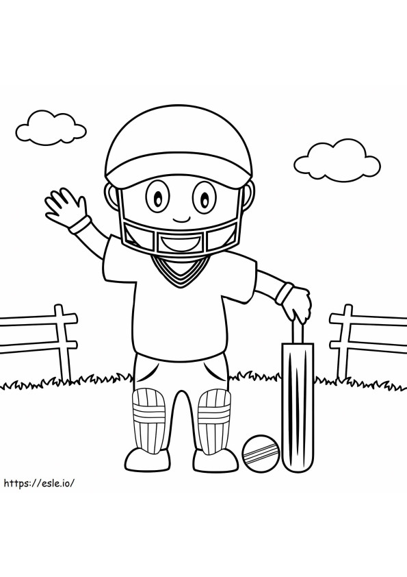 Menino jogando críquete para colorir