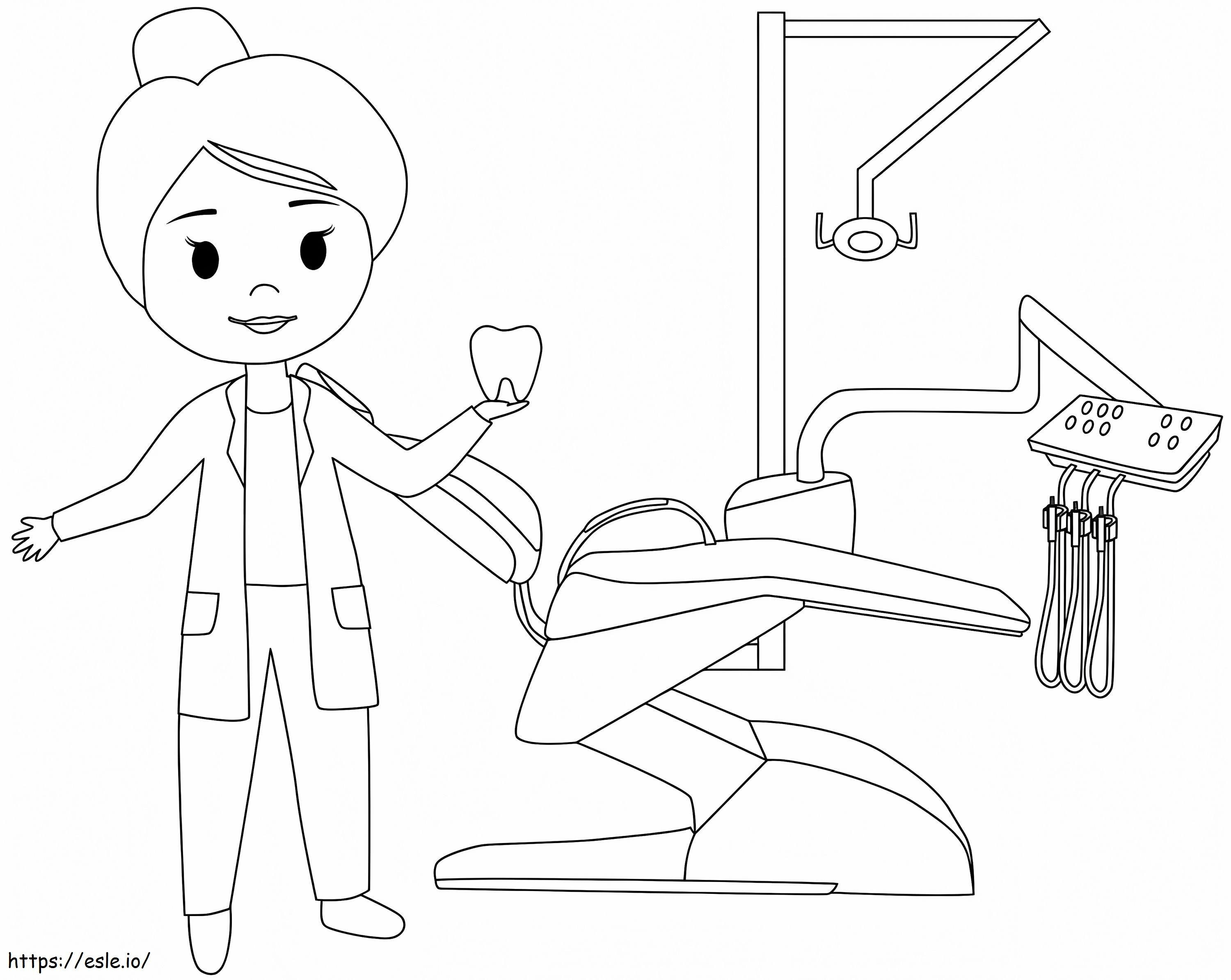 Female Dentist coloring page
