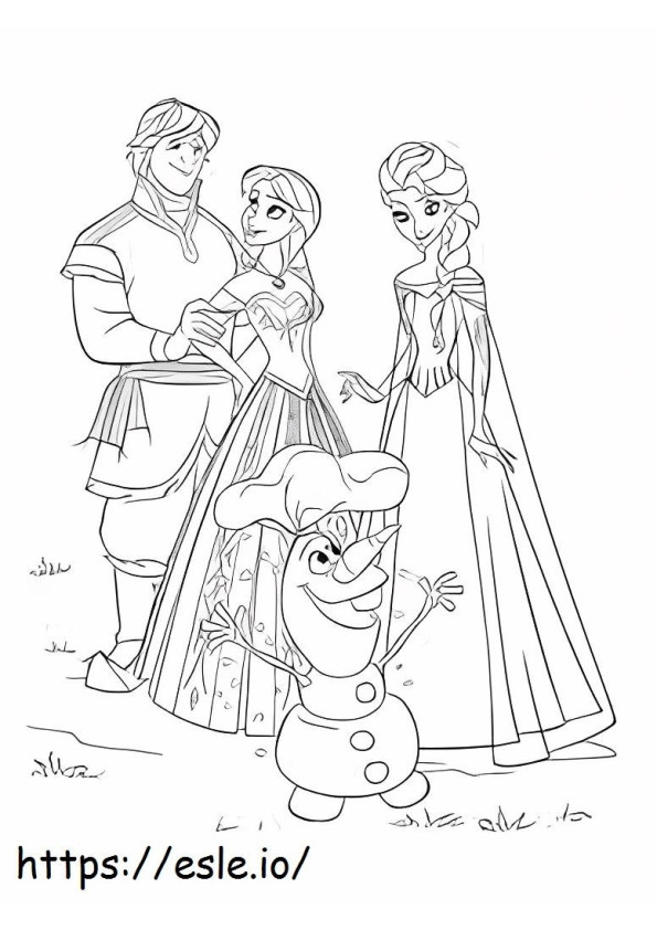 Elsa ja Anna Olaf värityskuva