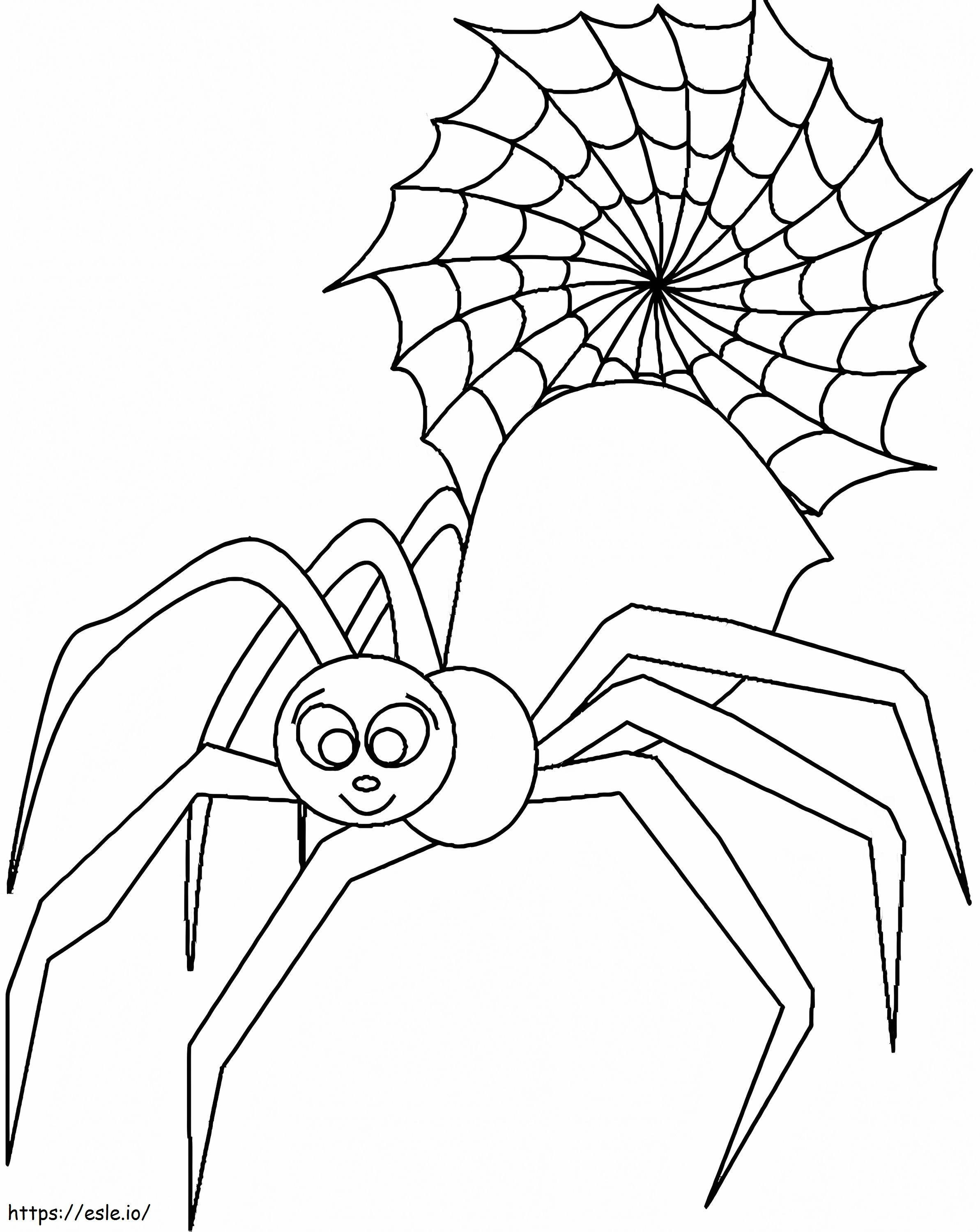 Coloriage grosse araignée souriante à imprimer dessin