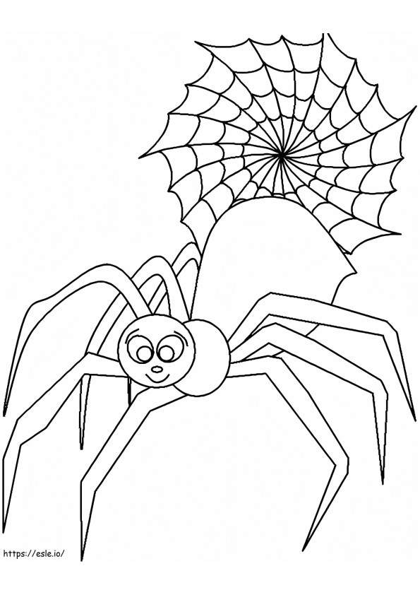Coloriage grosse araignée souriante à imprimer dessin