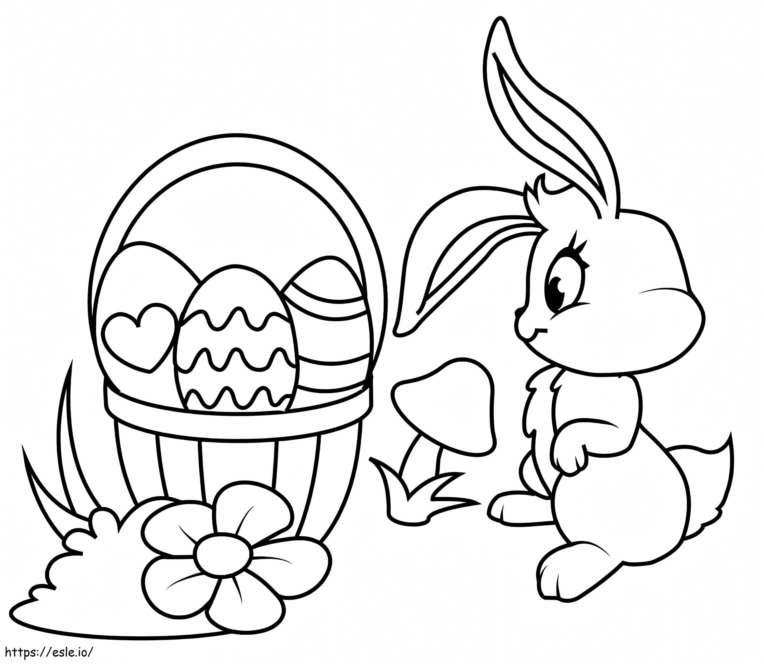 Easter Bunny With Basket Of Eggs coloring page