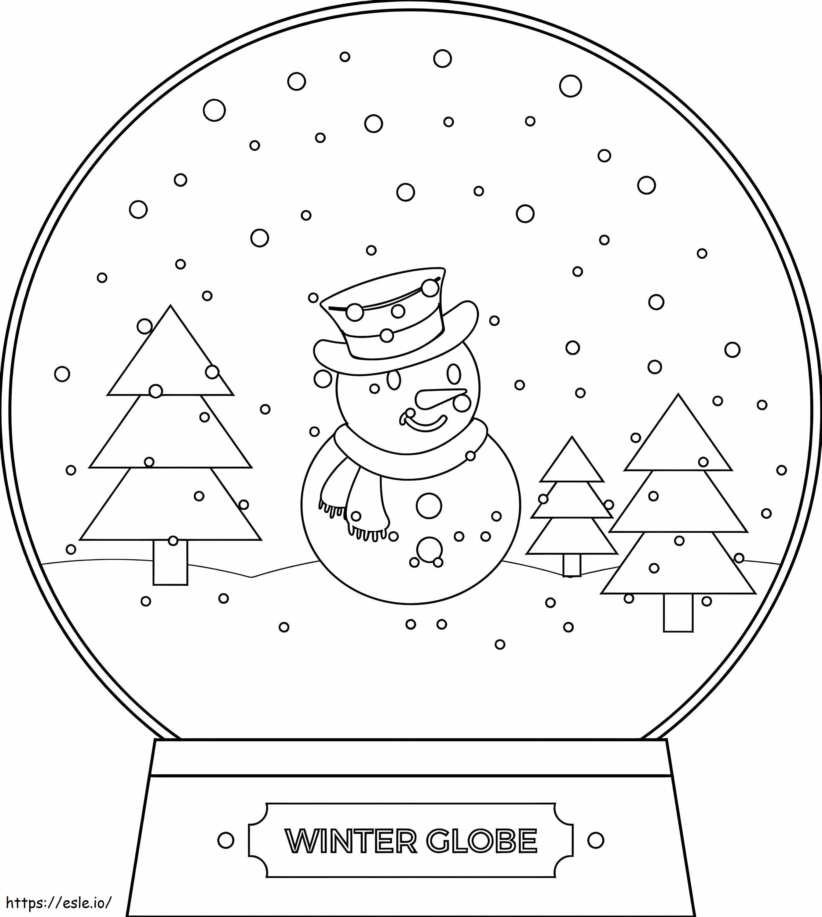 Coloriage Bonhomme de neige dans la boule à neige à imprimer dessin