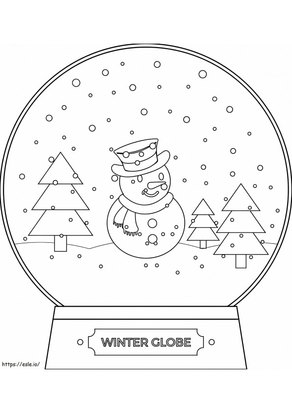 Coloriage Bonhomme de neige dans la boule à neige à imprimer dessin