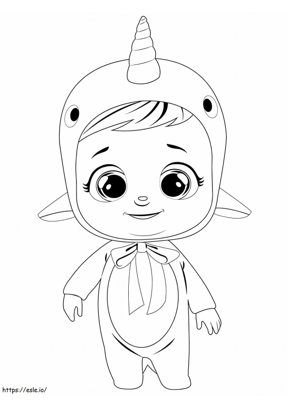 Narwhal Narvie Cry Babie coloring page
