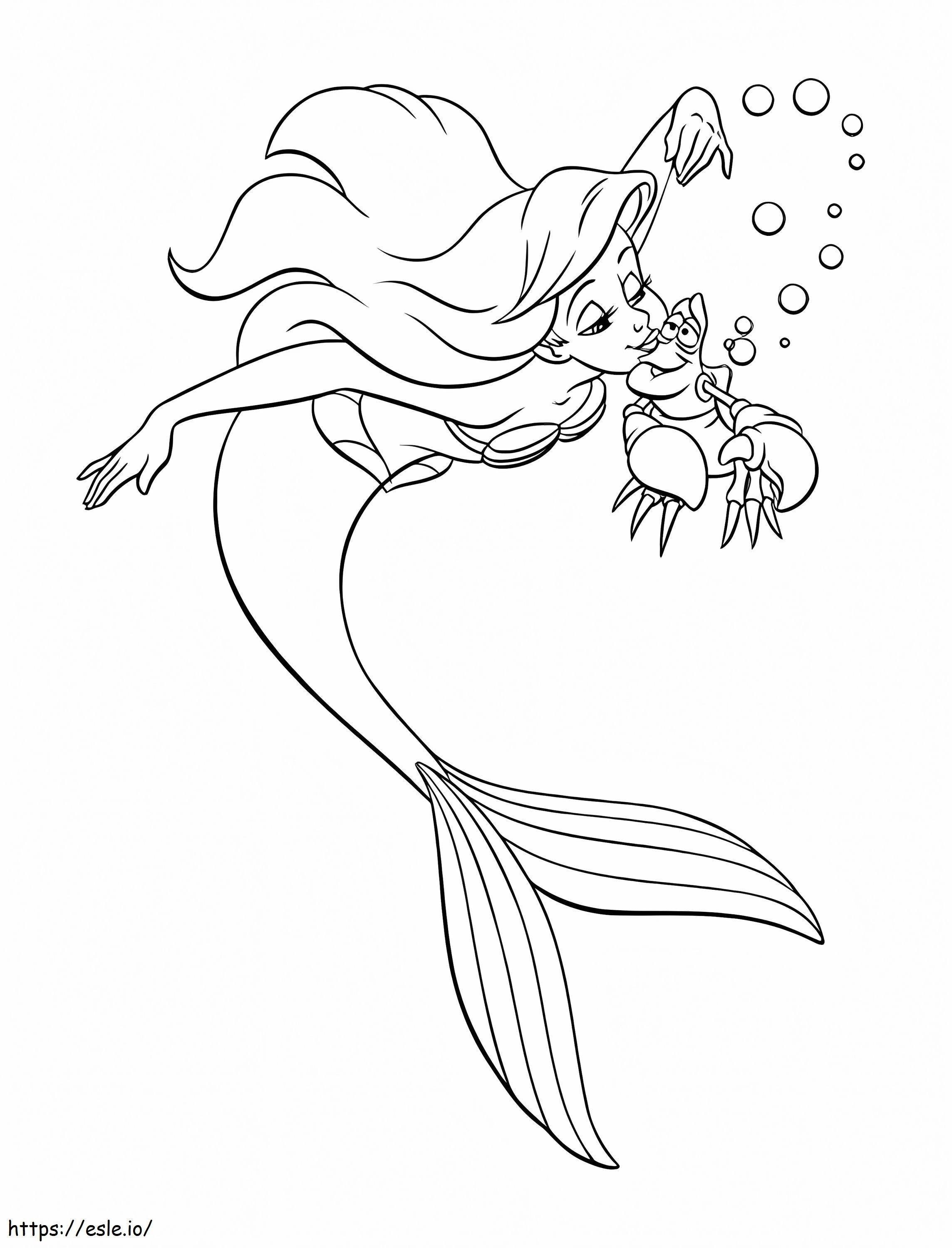 Ariel und Sebastian küssen sich ausmalbilder