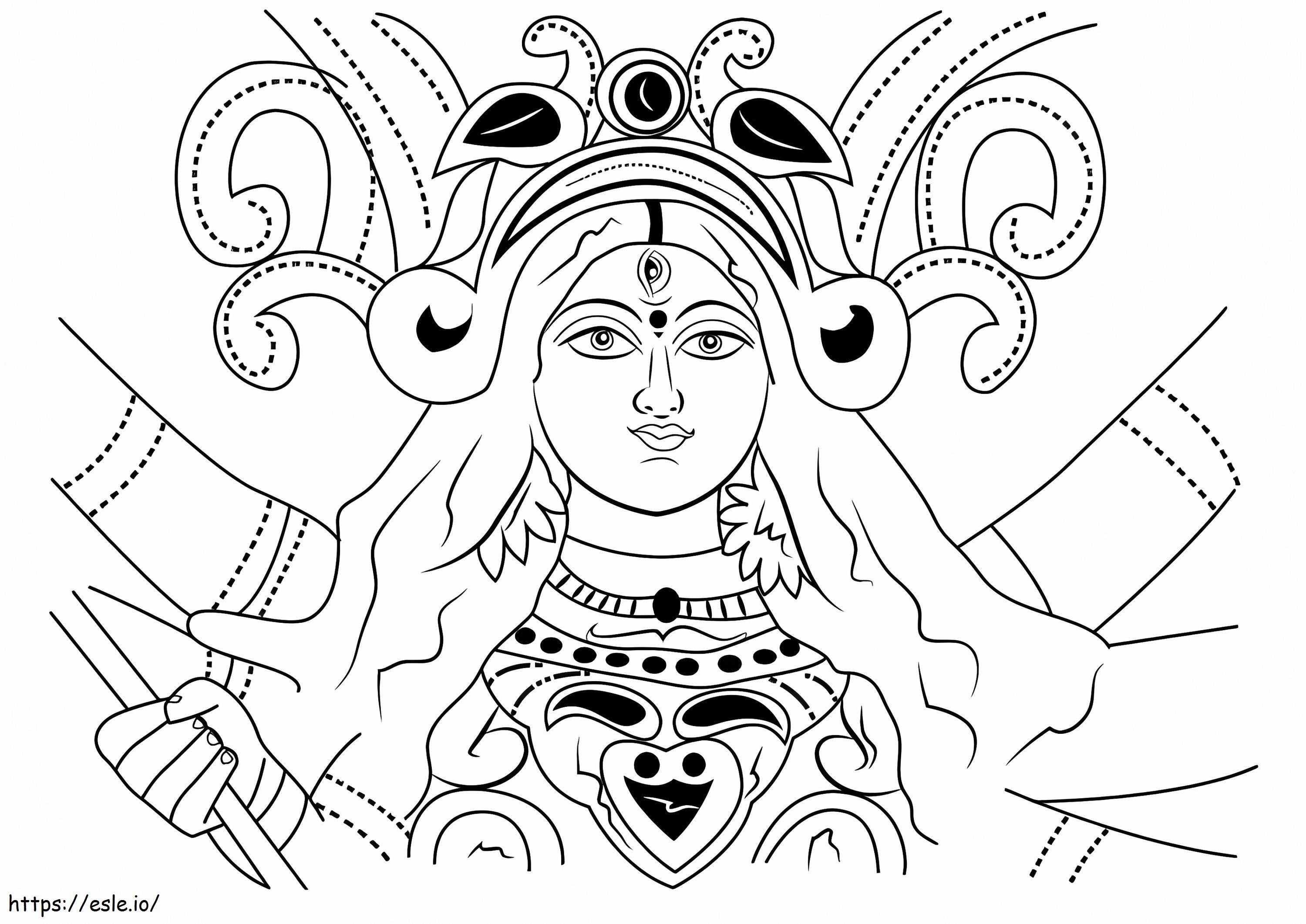 Durga Devi -kasvot värityskuva