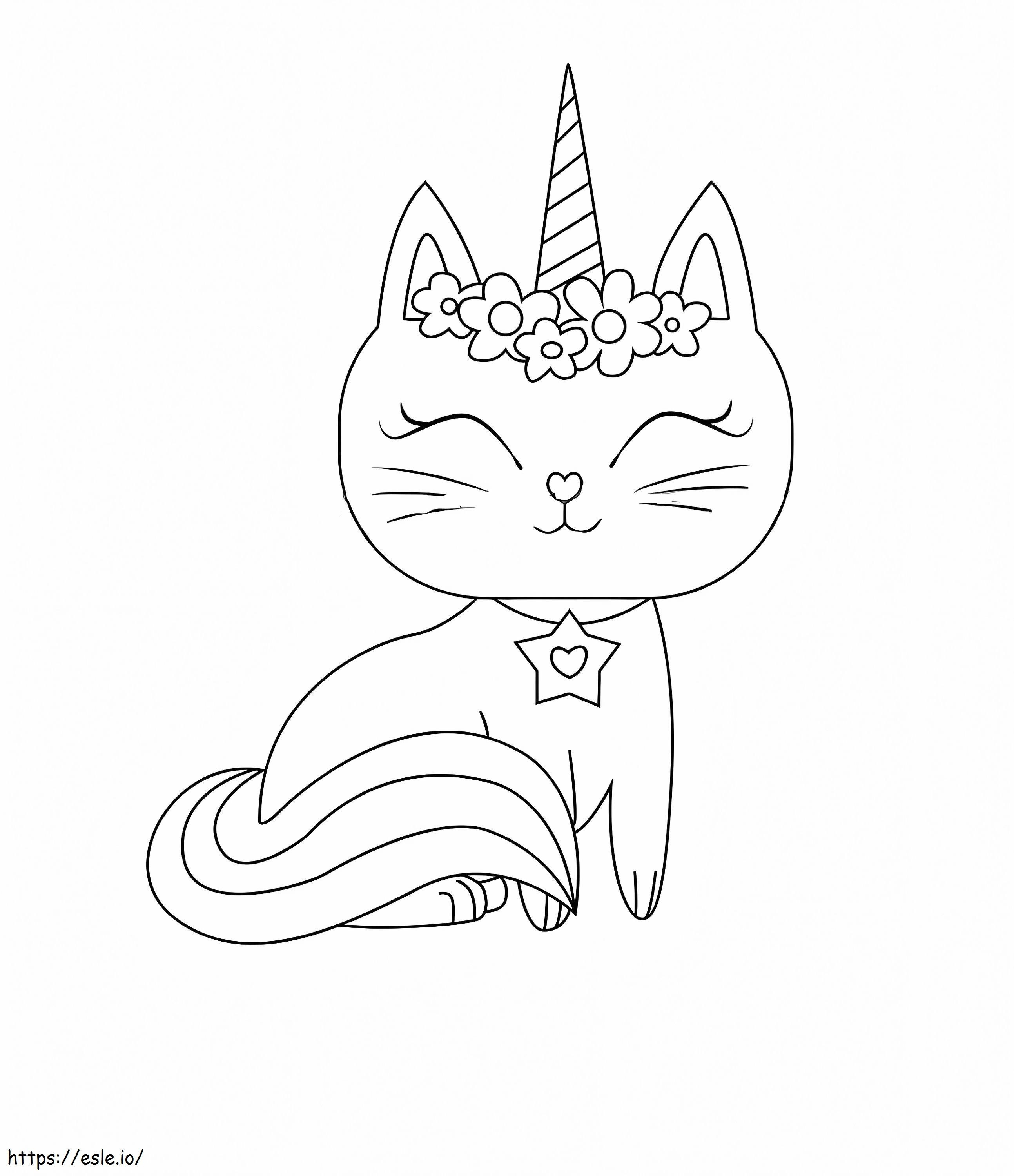 Coloriage Chat licorne souriant à imprimer dessin