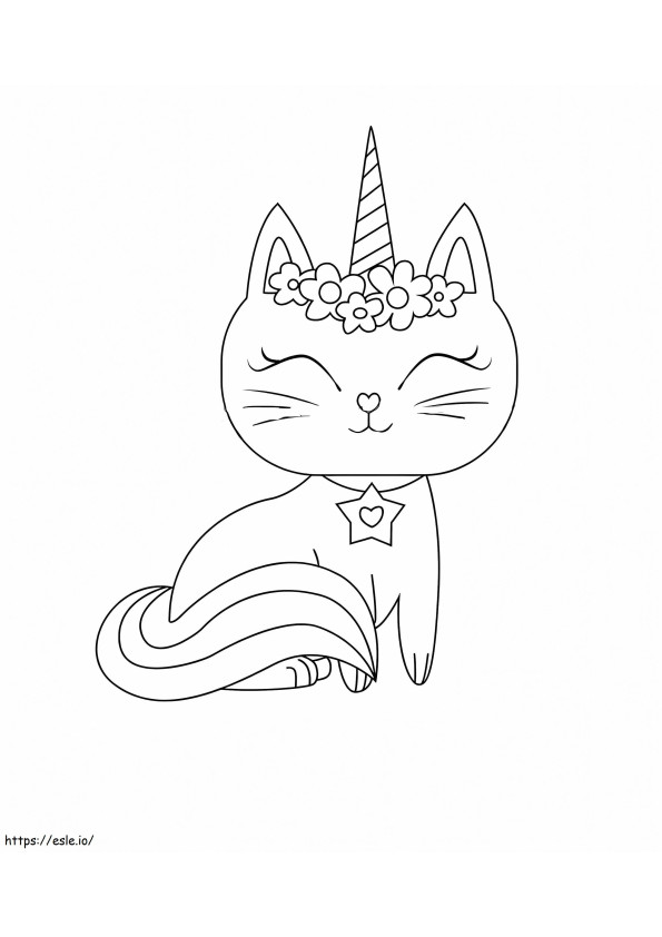 Uśmiechający się kot jednorożec kolorowanka