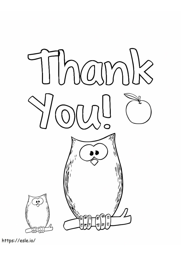 Two Owls Thank You coloring page