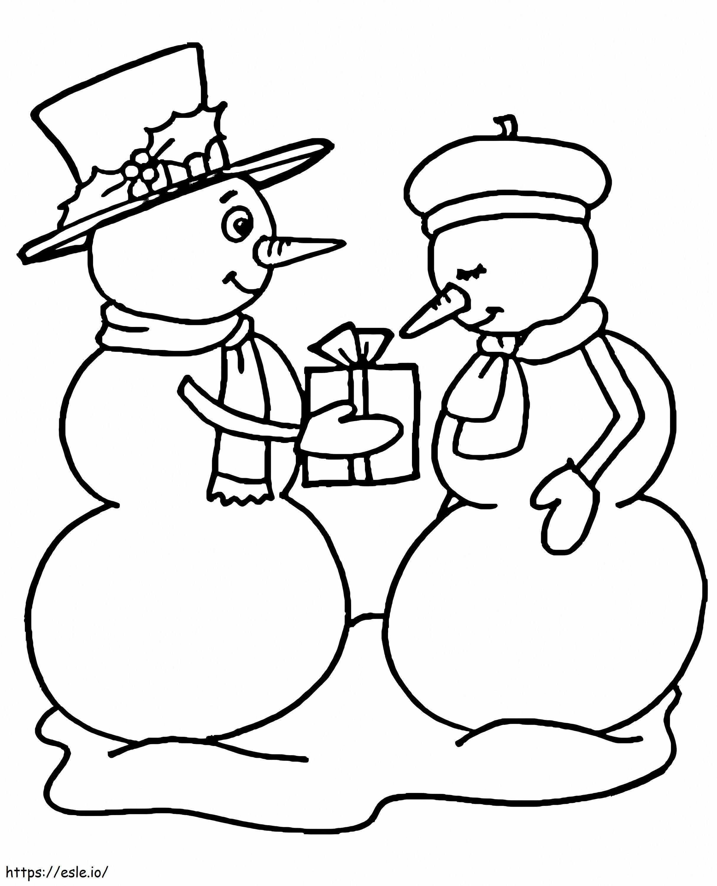Cuplu de om de zăpadă de colorat