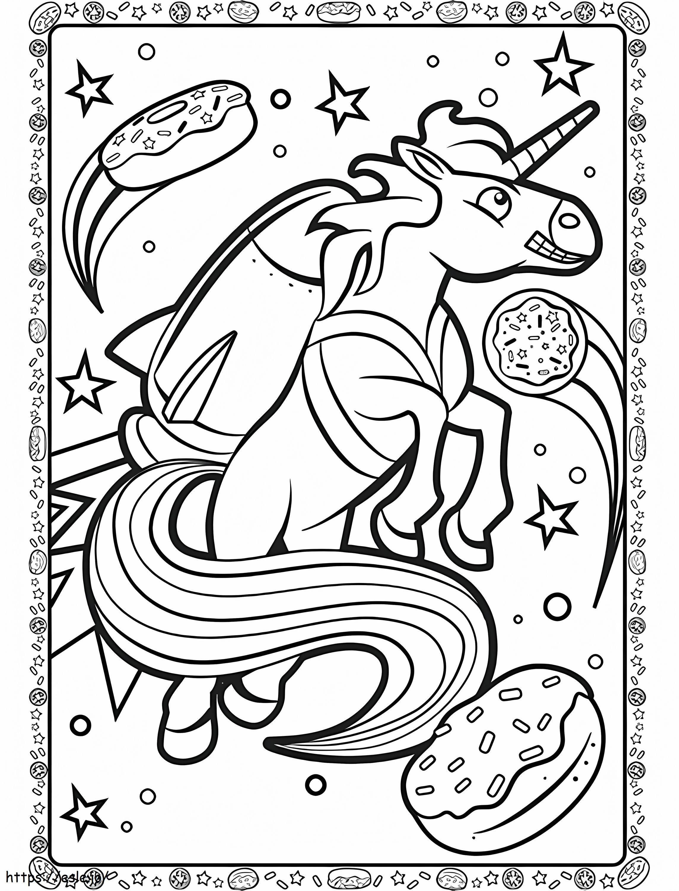 Unicorn With Rocket A4 coloring page