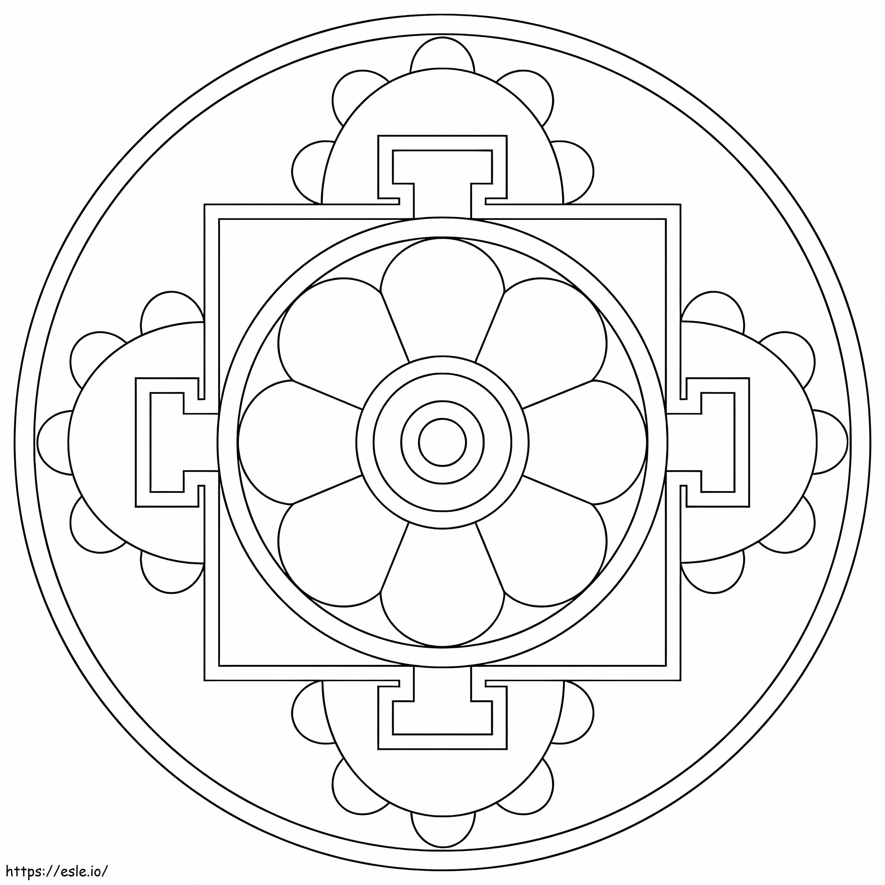 Mandala Simple Tibetano para colorear