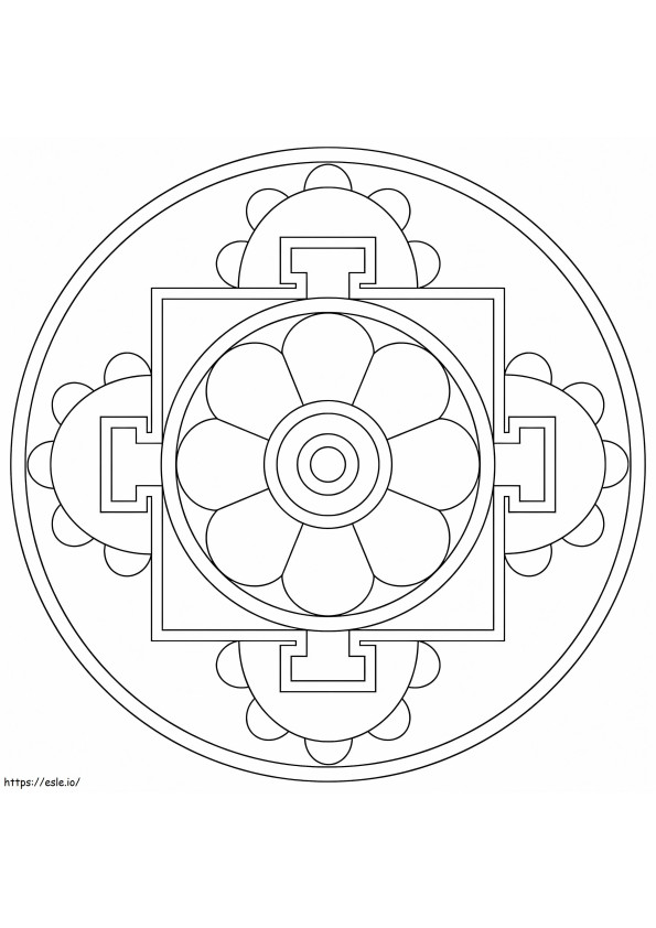 Mandala yksinkertainen tiibetiläinen värityskuva