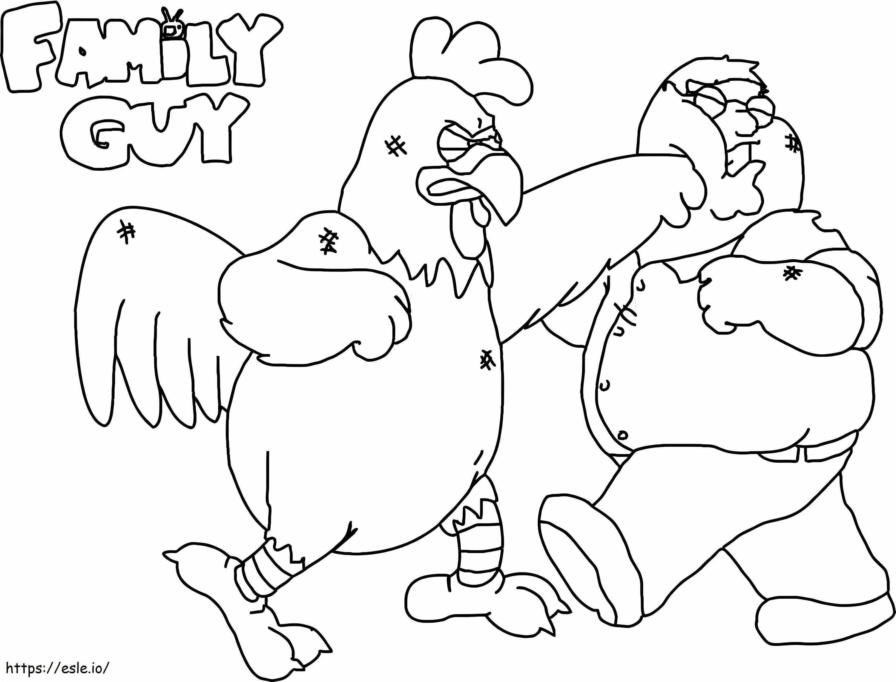 Coloriage Peter et le combat de poulet à imprimer dessin