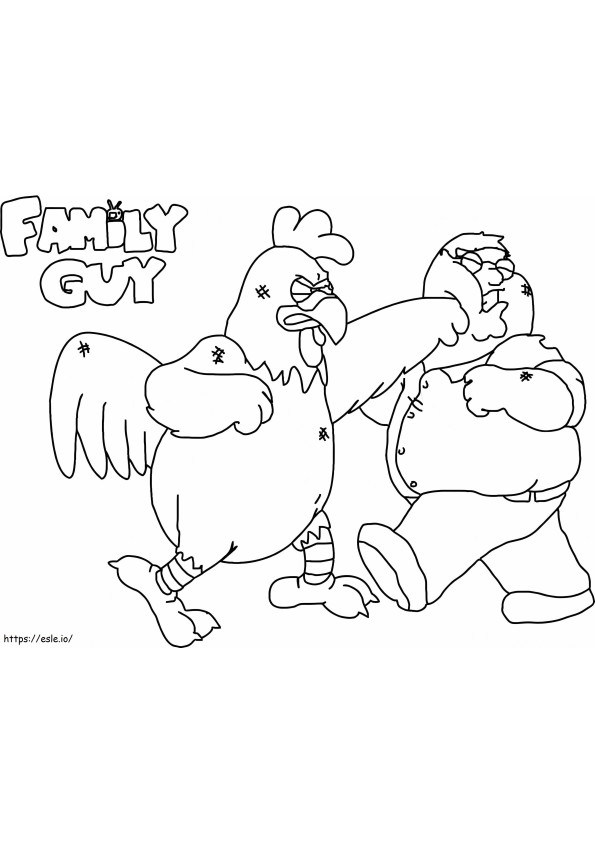 Peter e a briga de galinhas para colorir