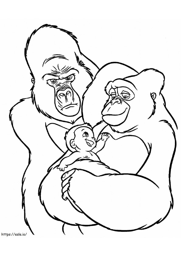 Due King Kong con il bambino da colorare