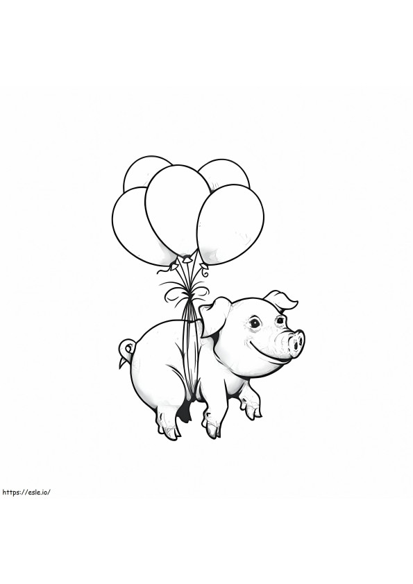 Tattooed Pig With Balloons coloring page