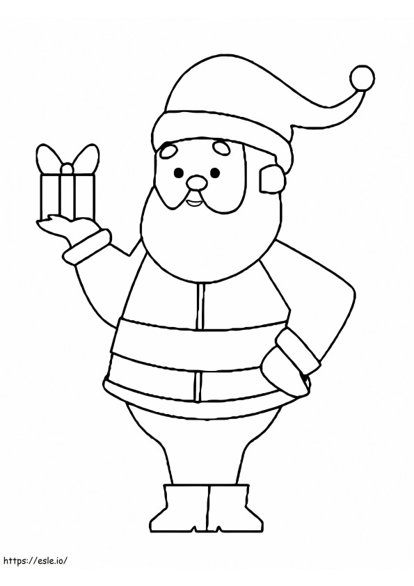 Coloriage Père Noël avec un cadeau à imprimer dessin