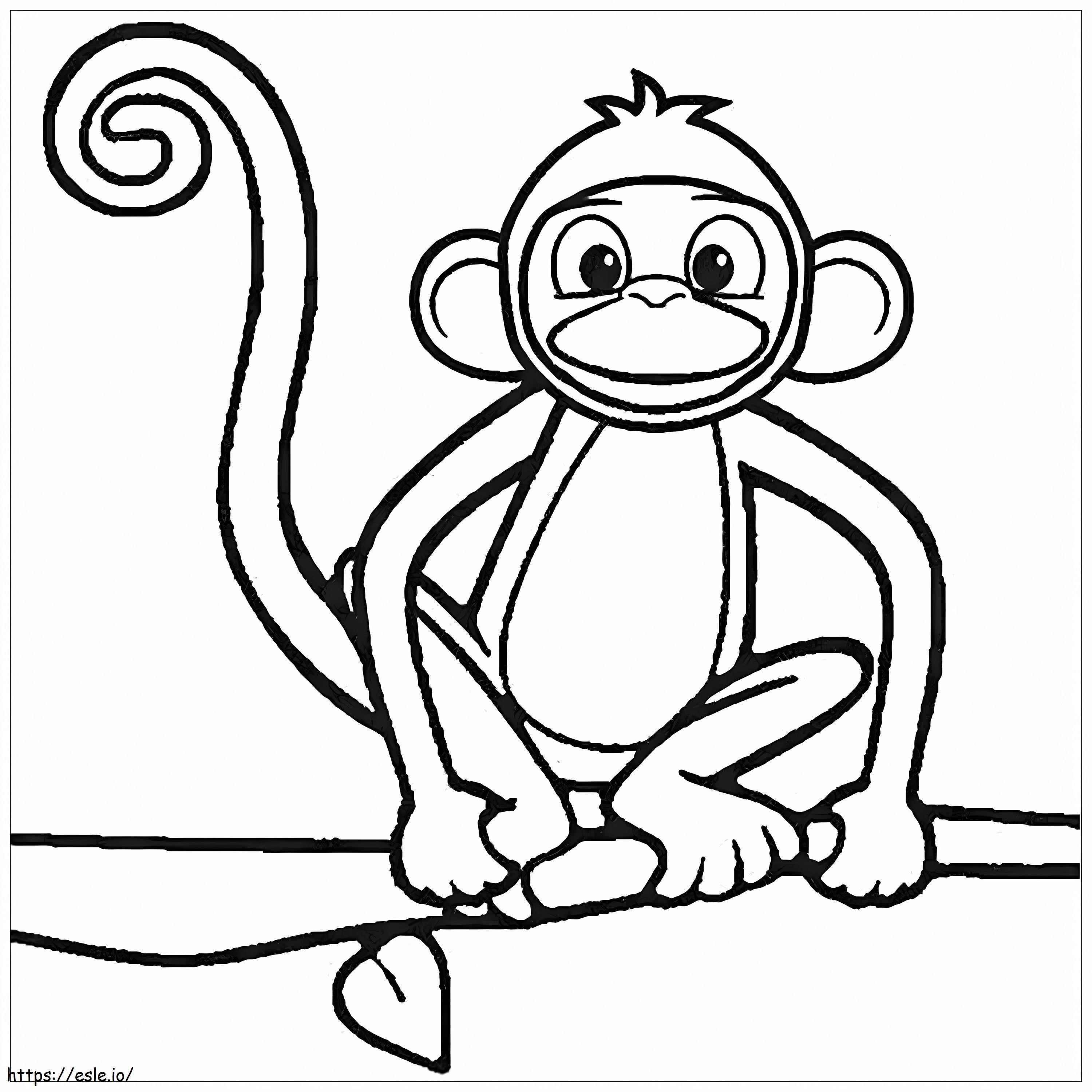 Piirrä apina, joka istuu puun oksalle värityskuva