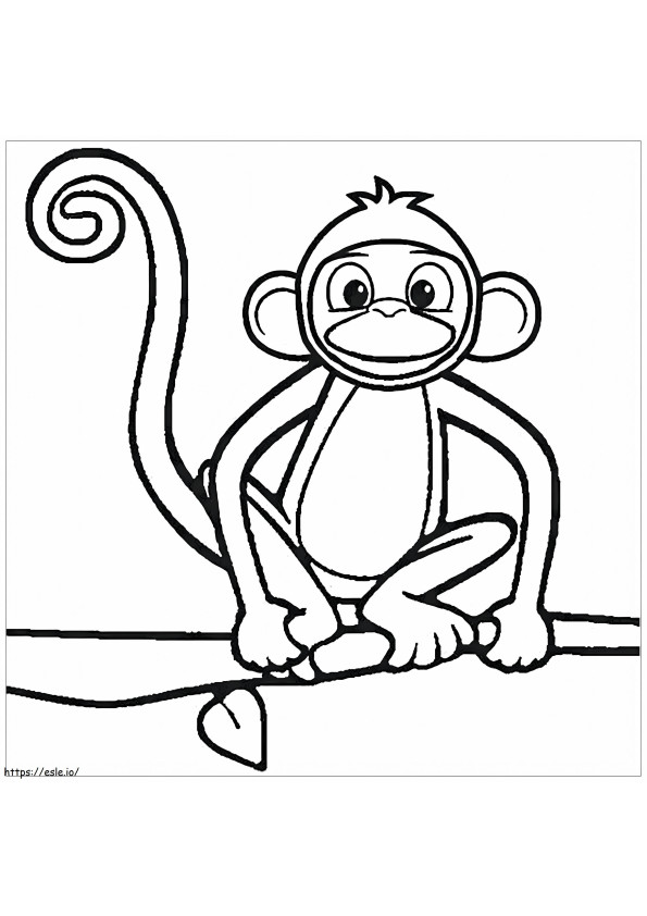 Desenați o maimuță așezată pe o ramură de copac de colorat