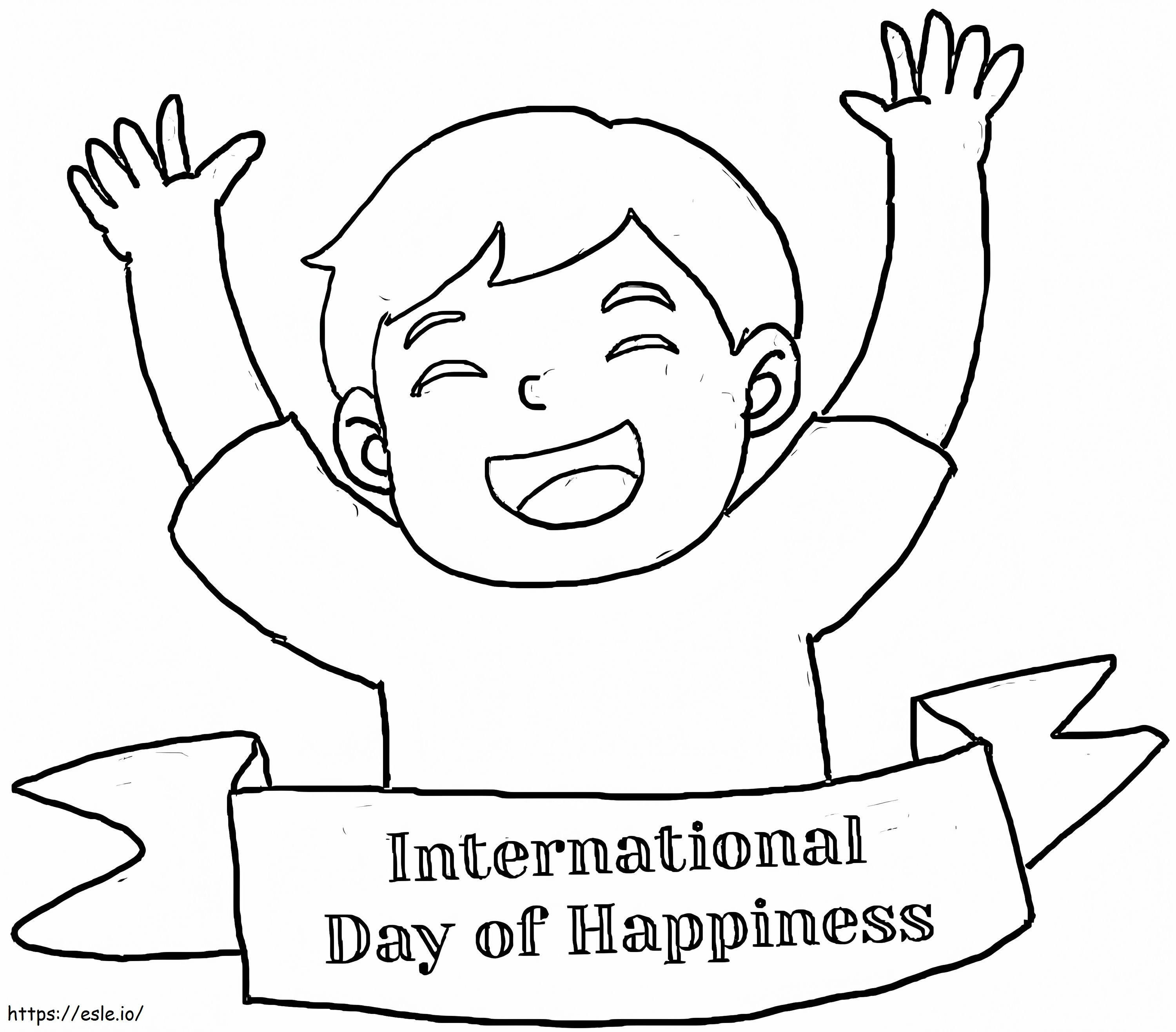 Afdrukbare viering van de internationale dag van het geluk kleurplaat kleurplaat