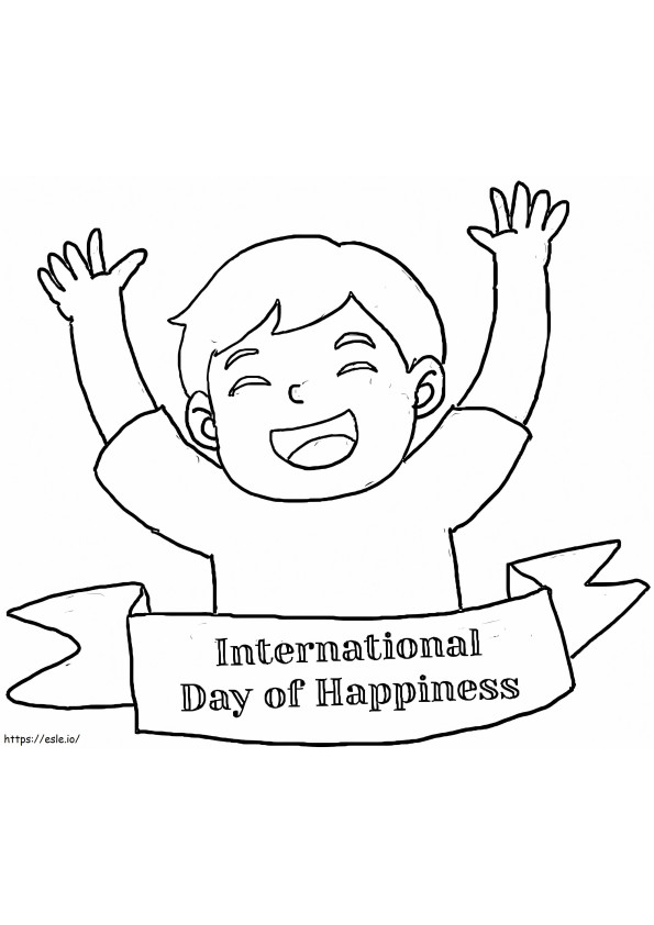 Afdrukbare viering van de internationale dag van het geluk kleurplaat