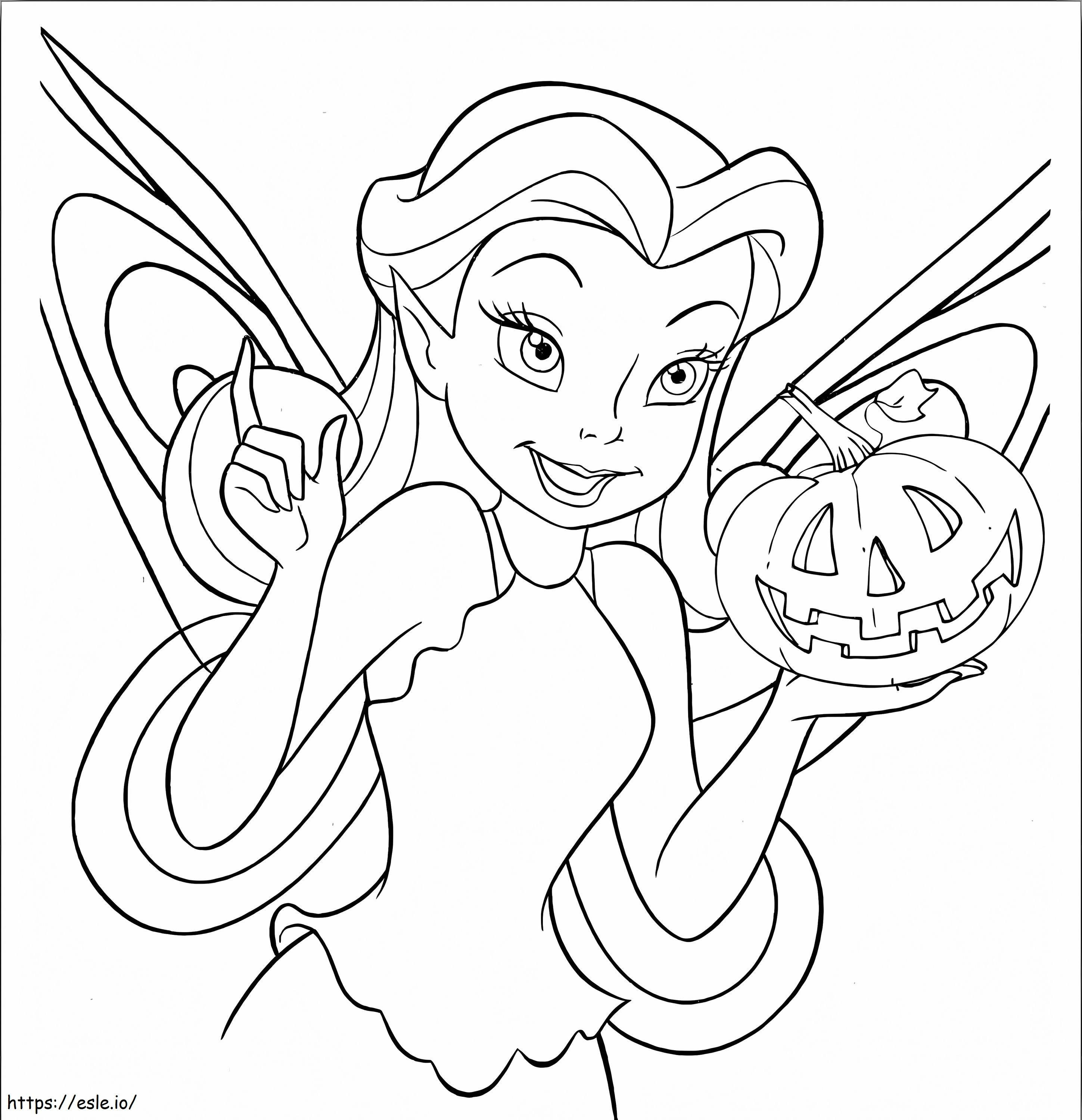 Fairy Holding Pumpkin coloring page