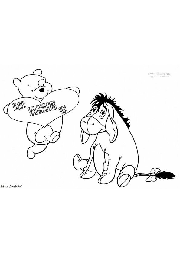 Pooh ve Eeyore Sevgililer Gününüz Kutlu Olsun boyama