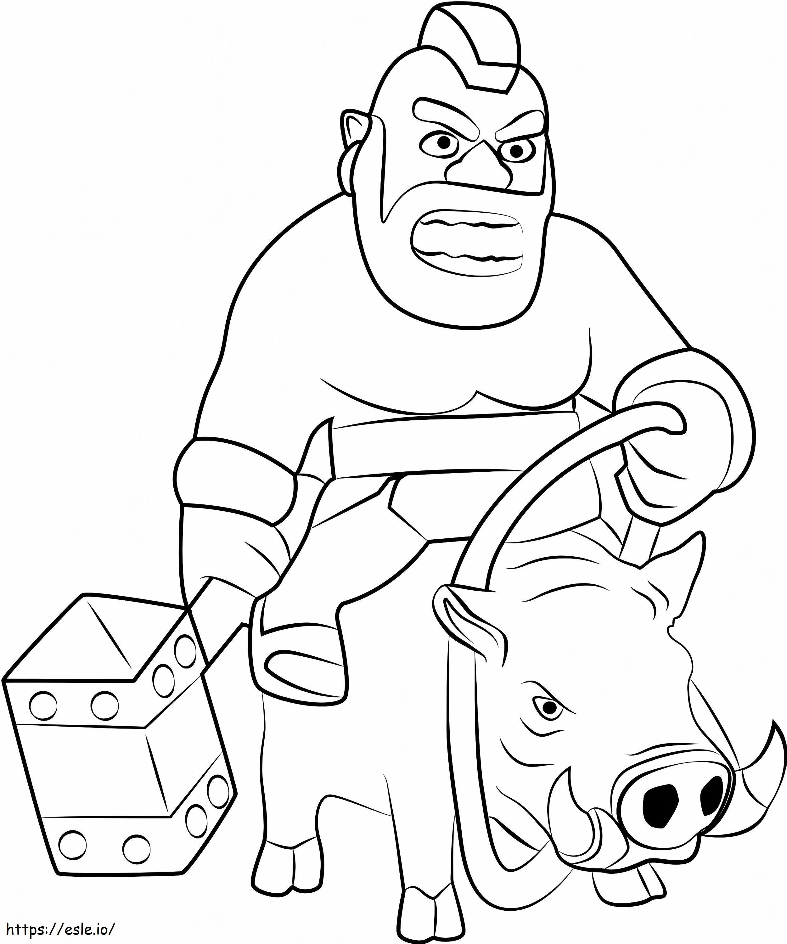 Hog Rider Riding Boar A4 coloring page