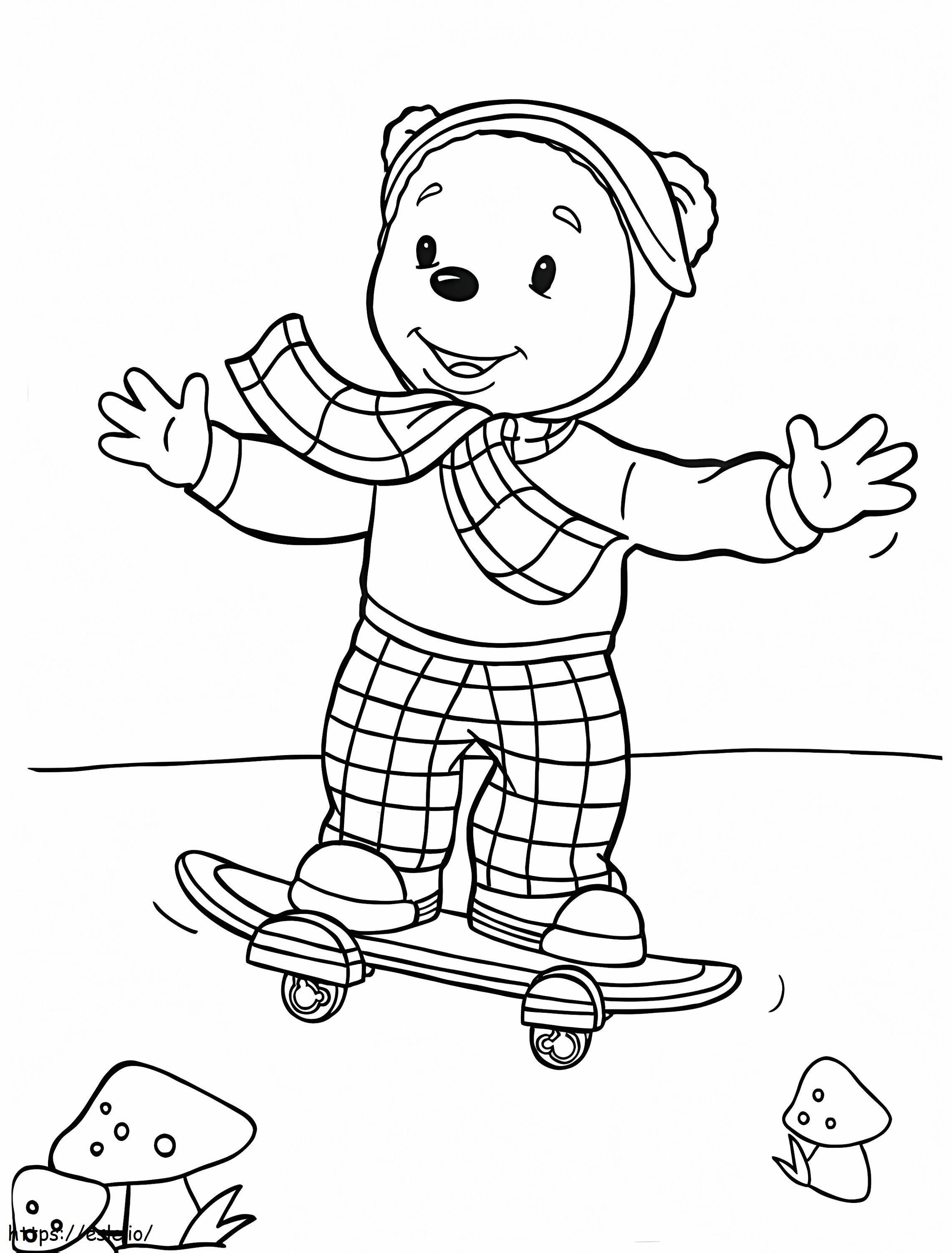 Rupert Bear gioca con lo skateboard da colorare