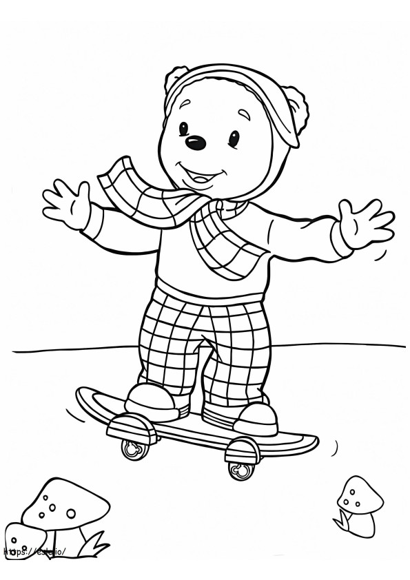 Rupert Bear jogando skate para colorir