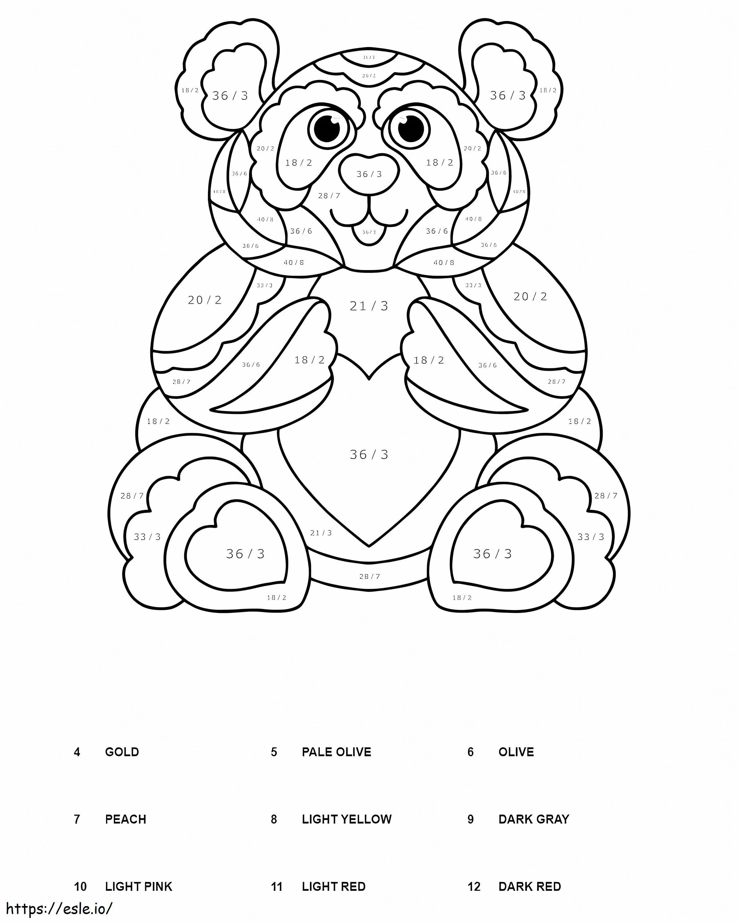 Panda Division Color By Number coloring page
