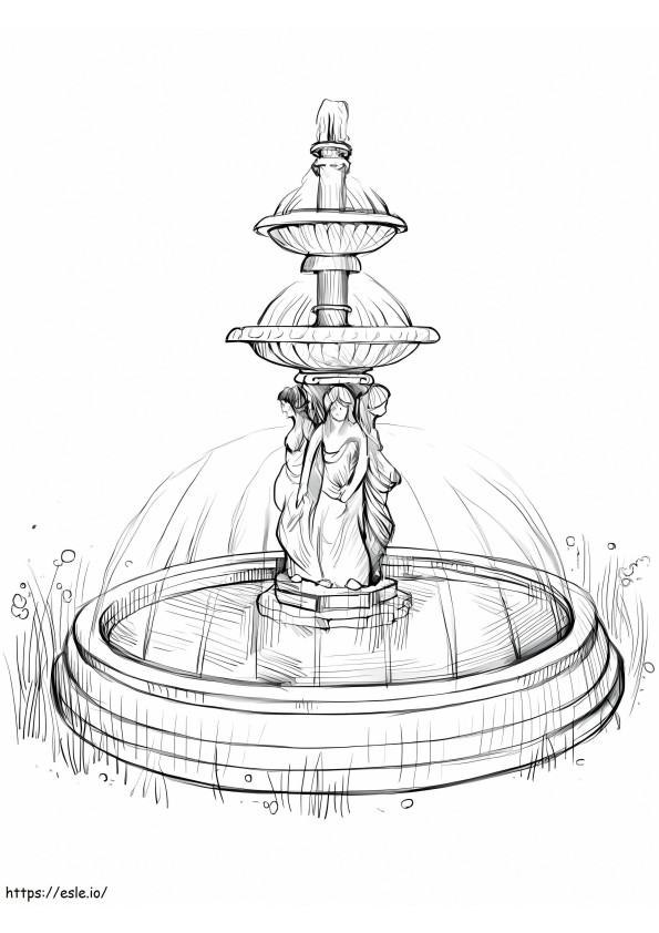 Beautiful Fountain coloring page