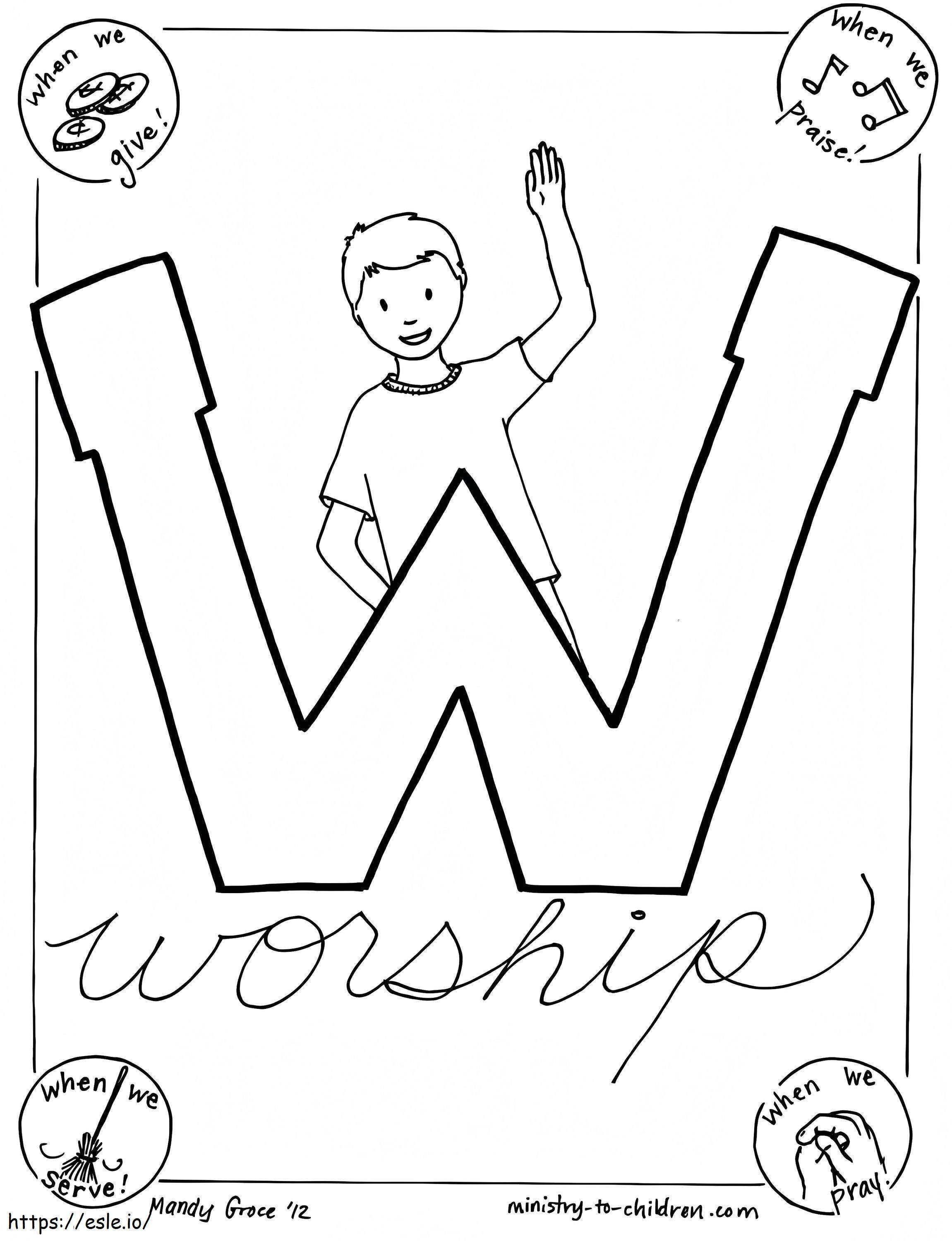 W este pentru închinare de colorat