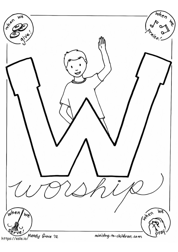 W é para adoração para colorir