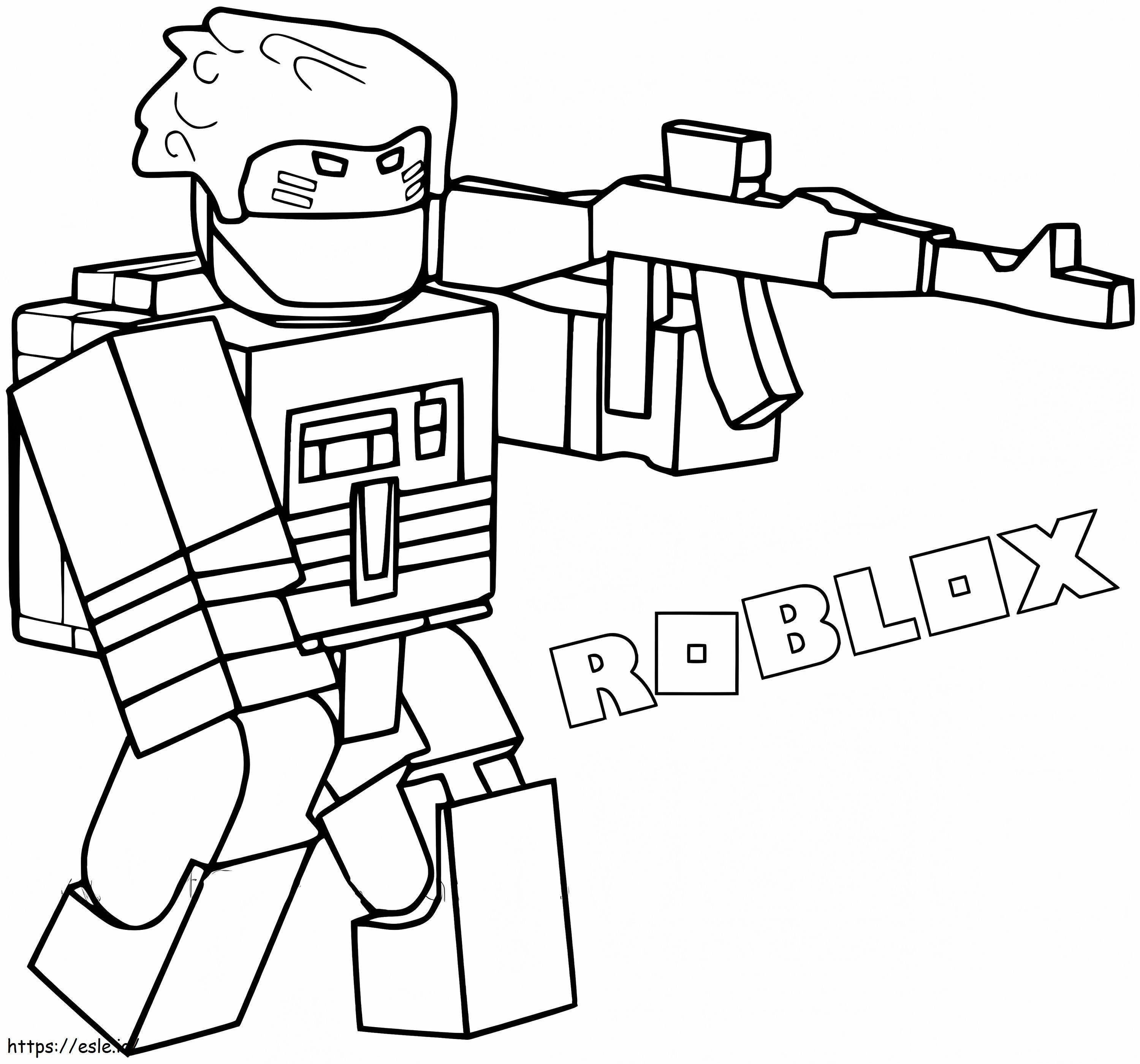 Roblox-personage met pistool kleurplaat kleurplaat