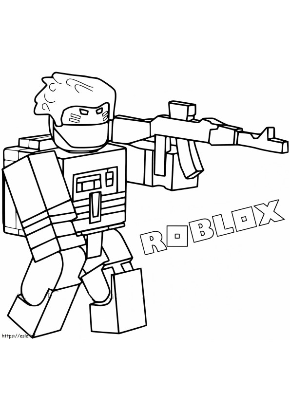 Coloriage Personnage Roblox avec pistolet à imprimer dessin
