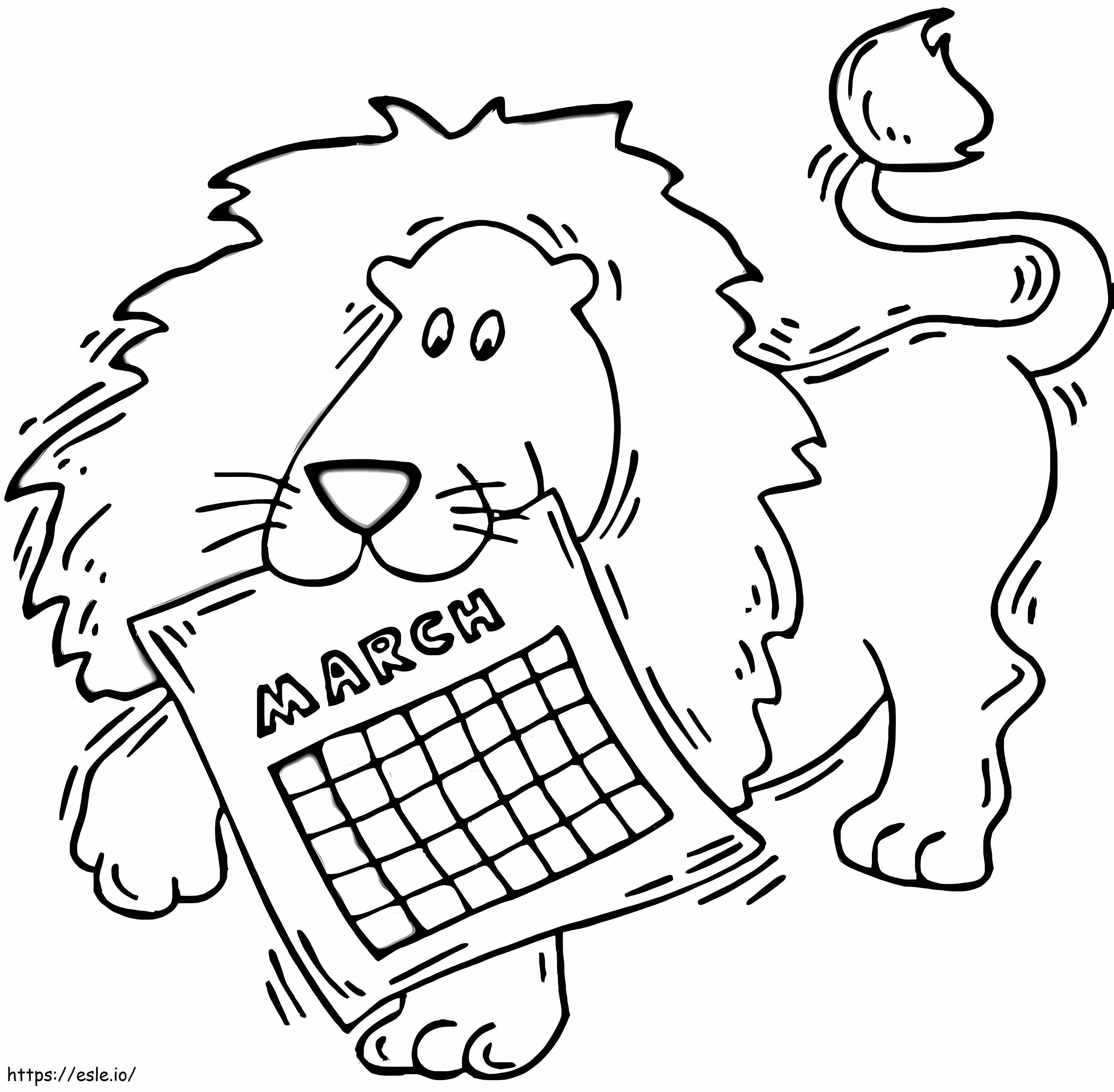 Desenho de Leão e março para colorir para colorir